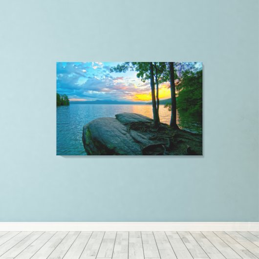 rokerige bergen canvas afdruk (Insitu (Houten vloer))