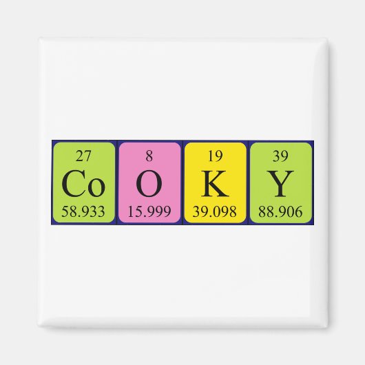 Rokerige periodieke lijstnaam magneet (Voorkant)