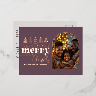 Rokerige pruim & Oester grijs kerstfoto Folie Feestdagen Briefkaart