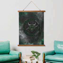 Rokerige Smaragd Stier Timing Quote Ontwerp Hangend Wandkleed