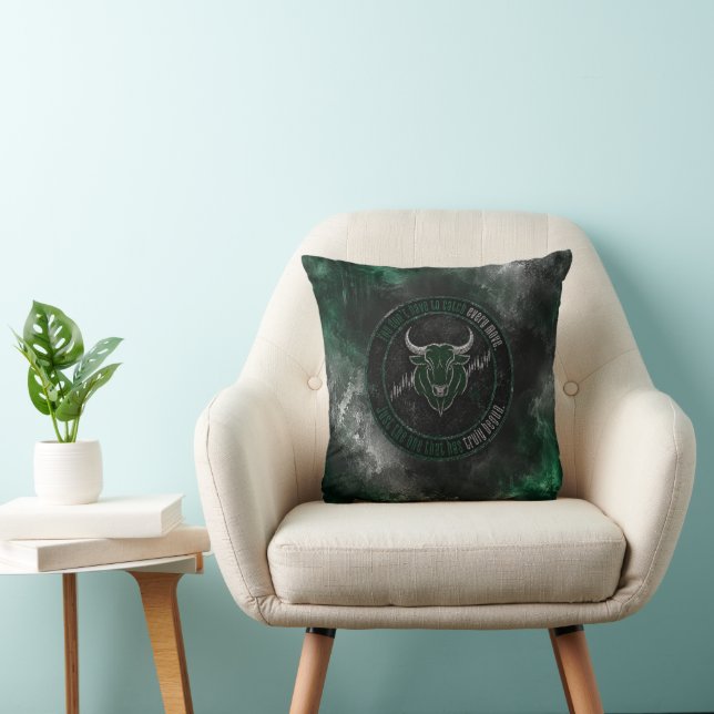 Rokerige Smaragd Stier Timing Quote Ontwerp Kussen (Stoel)