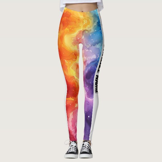 Rokerige Waterverf PERSONALISEREN Leggings (Voorkant)
