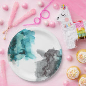 rokerkleurig blauwgroen en grijs alcoholpapier bor papieren bordje (Feest)