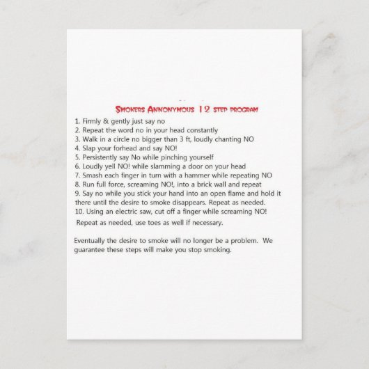 Rokers 12 stappen briefkaart (Voorkant)