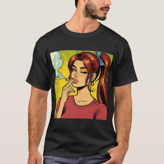 Rokers | Popart | Meisje dat stoned is | Sigaret T-shirt