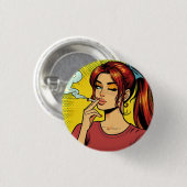 Rokers | Popart | Meisje Stoner | Sigaret Ronde Button 3,2 Cm (Voorkant /achterkant)