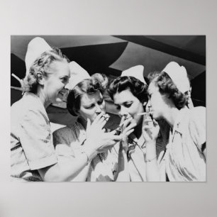 Rokersverpleegsters Vintage Foto 16x12in Poster