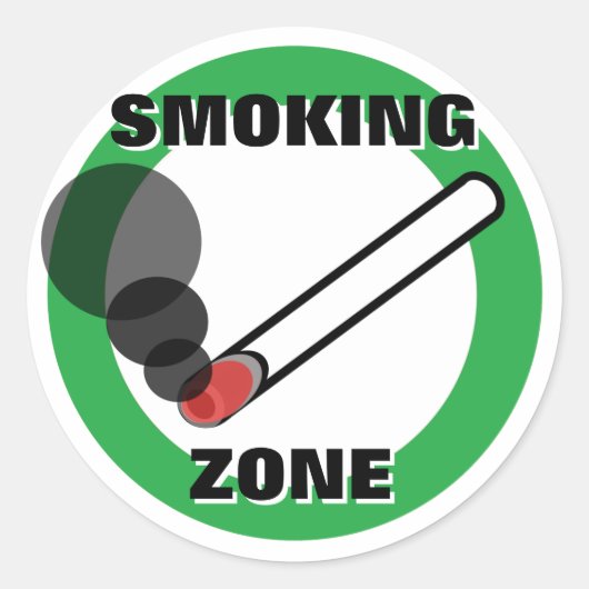 Rokerszone teken ronde sticker (Voorkant)