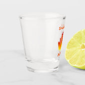 Rokheet oranje en rode vlam gepersonaliseerd shot glas (Links)