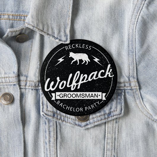 Rokless Wolfpack Bachelor Party Groomsman Ronde Button 4,0 Cm (In situ)