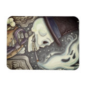 ROKSKELETON MET GHOSTS IN SPOOKY-CEMETERS MAGNEET (Horizontaal)