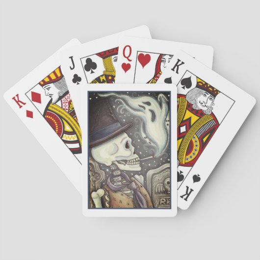 ROKSKELETON MET GHOSTS IN SPOOKY-CEMETERS POKERKAARTEN (Achterkant)