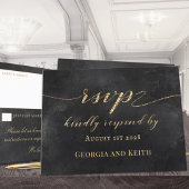 Roky Black & Gold Elegant Wedding RSVP