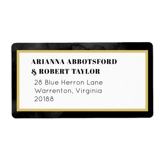 Roky Black Waterverf Canvas Gold Shipping Label (Voorkant)