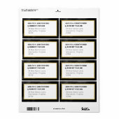 Roky Black Waterverf Canvas Gold Shipping Label (Full Sheet)