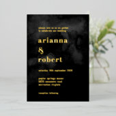 Roky Black Waterverf Canvas Modern Gold Folie Uitnodiging (Staand Voorkant)