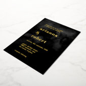 Roky Black Waterverf Canvas Modern Gold Folie Uitnodiging (Gedraaid)