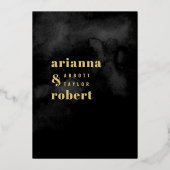 Roky Black Waterverf Canvas Modern Gold Folie Uitnodiging (Achterkant)