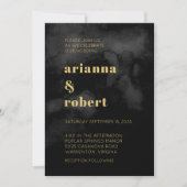 Roky Black Waterverf Canvas Modern Gold Wedding Kaart (Voorkant)