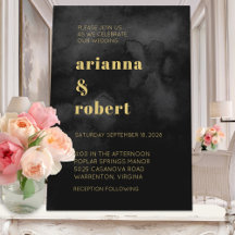 Roky Black Waterverf Canvas Modern Gold Wedding