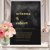 Roky Black Waterverf Canvas Modern Gold Wedding Kaart