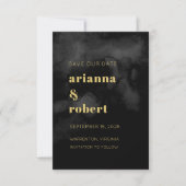 Roky Black Waterverf Canvas Modern Gold Wedding Save The Date (Voorkant)