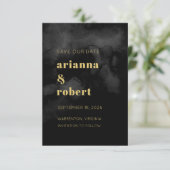 Roky Black Waterverf Canvas Modern Gold Wedding Save The Date (Staand voorkant)