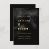 Roky Black Waterverf Canvas Modern Gold Wedding Save The Date (Voorkant / Achterkant)