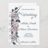 Roky Blue & Blush Boho Roos Weddenschap Kaart (Voorkant / Achterkant)