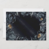 Roky Grey Blue Rozen Skulls Birthday Party Kaart (Achterkant)