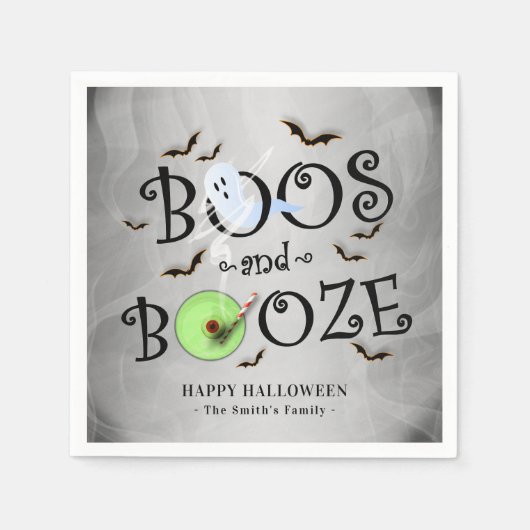 Roky Grey Boos & Booze Halloween Party Servet (Voorkant)