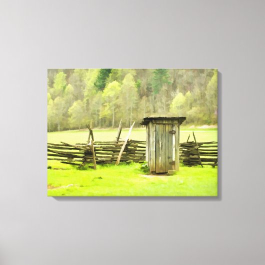 Roky Mountains Outhouse Canvas Afdruk (Voorkant)