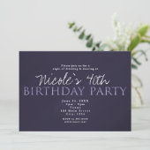 Roky Plum Grey Modern BIRTHDAY PARTIJ Uitnodiginge Kaart (Staand voorkant)