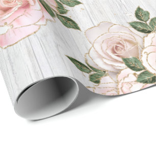 Rol 6' Rustic Blush Rozen voor verpakkingspapier Cadeaupapier