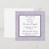 Rol Baby shower Uitnodiging (lavender) (Voorkant / Achterkant)