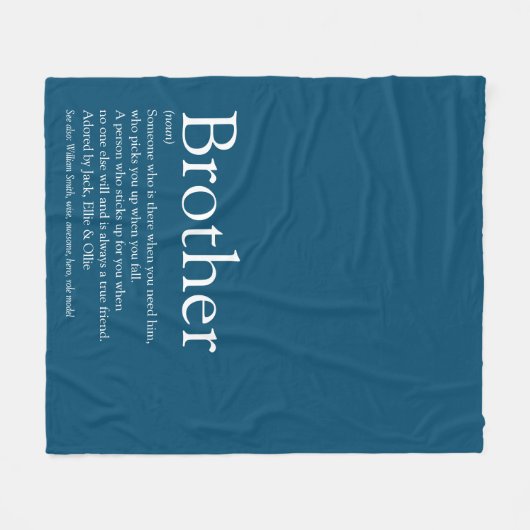Rol Brother Definition Quote Modern Blue Fun Fleece Deken (Voorkant (Horizontaal))