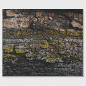 Rol bruine mossy houtslijp met gele lichen cadeaupapier (Vlak)