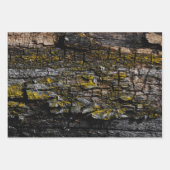 Rol bruine mossy houtslijp met gele lichen inpakpapier vel (Voorkant 3)