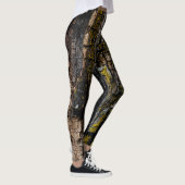 Rol bruine mossy houtslijp met gele lichen leggings (Rechts)