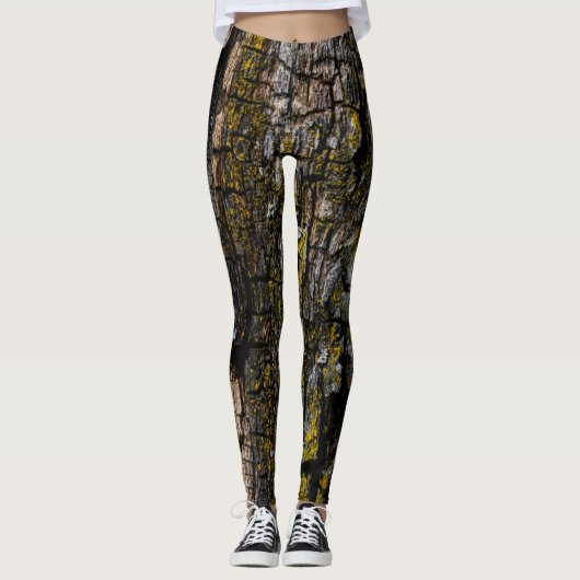 Rol bruine mossy houtslijp met gele lichen leggings (Voorkant)