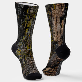 Rol bruine mossy houtslijp met gele lichen sokken