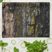 Rol bruine mossy houtslijp met gele lichen theedoek (Gevouwen)