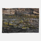 Rol bruine mossy houtslijp met gele lichen theedoek (Horizontaal)