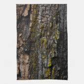 Rol bruine mossy houtslijp met gele lichen theedoek (Verticaal)