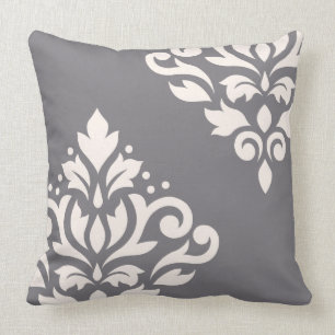 Rol Damask Art I Cream on Grey Kussen