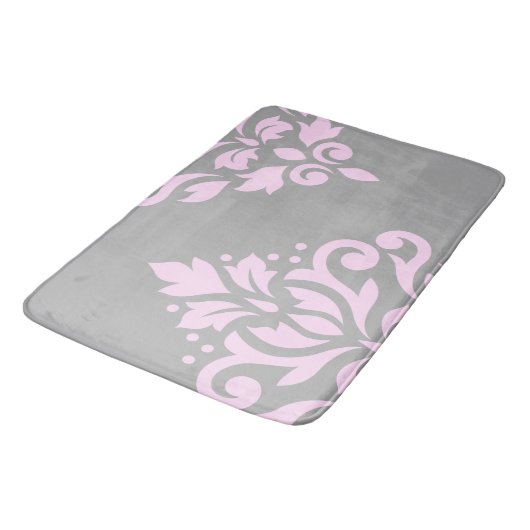 Rol Damask Art I Roze op Grey Badmat (Gekanteld)