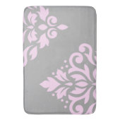 Rol Damask Art I Roze op Grey Badmat (Voorkant Verticaal)