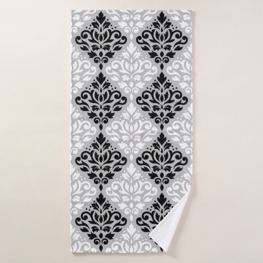 Rol Damask Big Ptn B&W op Grey Badhanddoek (Badhanddoek)