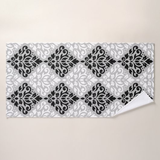 Rol Damask Big Ptn B&W op Grey Badhanddoek (Badhanddoek)