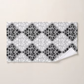 Rol Damask Gemengde Grootte Ptn B&W op Grijs Bad Handdoek (Handdoek)